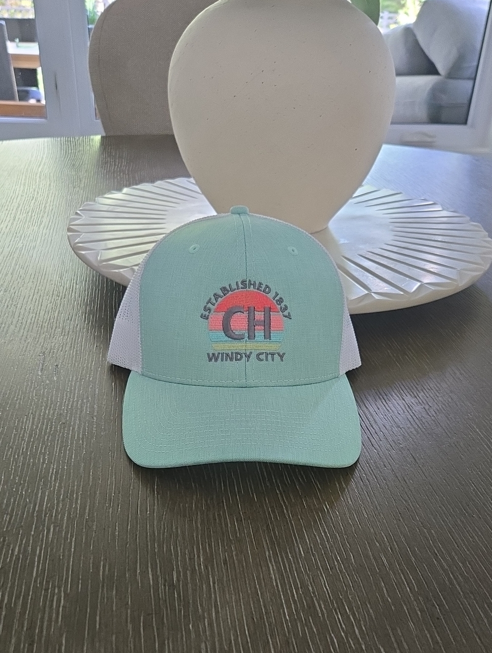 Fahrenheit Mint Green and White Windy City Trucker Hat